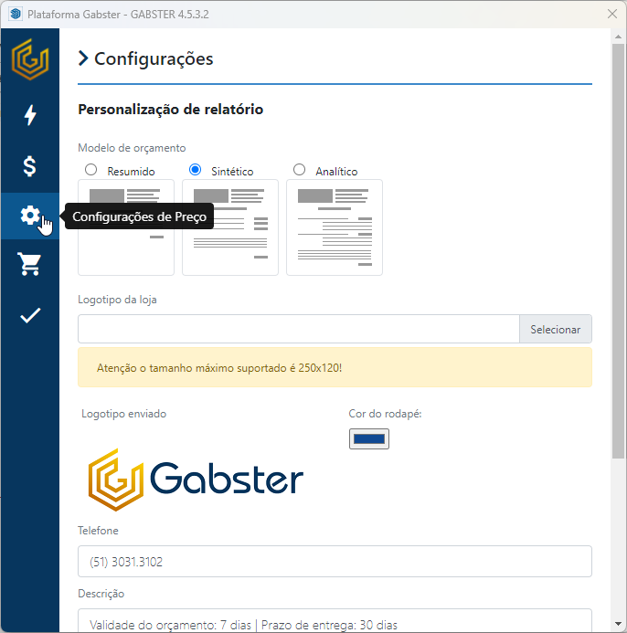 Como Configurar As Opções Do Gerador De Orçamentos Plataforma Gabster 1931